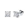14K 4 Prong Princess Solitaire Diamond Stud Earrings 1.00ctw