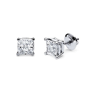14K 4 Prong Princess Solitaire Diamond Stud Earrings 1.00ctw
