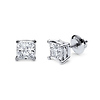 14K 4 Prong Princess Solitaire Diamond Stud Earrings 1.25ctw