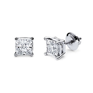 14K 4 Prong Princess Solitaire Diamond Stud Earrings 1.25ctw