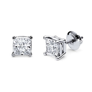 14K 4 Prong Princess Solitaire Diamond Stud Earrings 1.50ctw