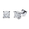 14K 4 Prong Princess Solitaire Diamond Stud Earrings 2.00ctw