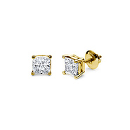 14K 4 Prong Princess Solitaire Diamond Stud Earrings 0.50ctw