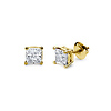 14K 4 Prong Princess Solitaire Diamond Stud Earrings 0.65ctw