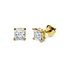14K 4 Prong Princess Solitaire Diamond Stud Earrings 0.75ctw