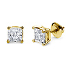 14K 4 Prong Princess Solitaire Diamond Stud Earrings 2.00ctw