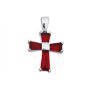 Silver CZ January Birthstone Cross