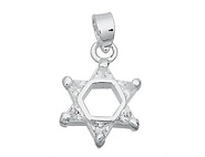 Silver CZ April Birthstone Star of David