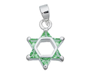 Silver CZ August Birthstone Star of David