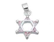 Silver CZ October Birthstone Star of David