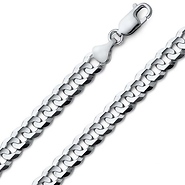 8mm Men's 14K Gold Curb Cuban Link 14K White Gold Chain