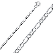 3mm Figaro Sterling Silver Chain Necklace