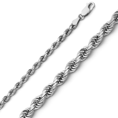 3.5mm Diamond Cut Rope 14K White Gold Chain