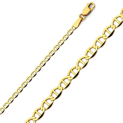 3mm 14K Gold Flat Mariner Chain