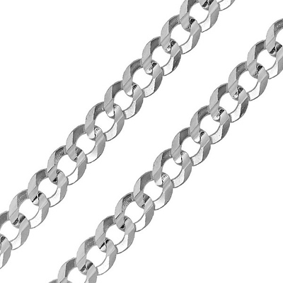 Men's 12mm Concave Curb Cuban Sterling Silver Chain