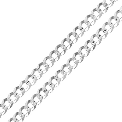6mm Silver Concave Curb (Cuban) Chain Necklace for Men