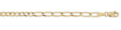 4mm 10-7 Figaro Link 14K Yellow Gold Chain Necklace