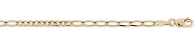 3mm Unique Figaro Curb 14K Yellow Gold Chain Necklace