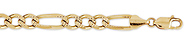 8.5mm 14K Gold Yellow Pave Figaro Chain