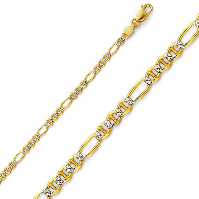 2.5mm 14K Gold White Pave Figamariner Chain