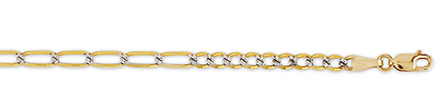 4mm 14K Gold White Pave Figaro