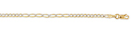 2.5mm 14K Gold White Pave Figaro Chain