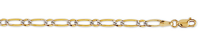 4mm 14K Gold White Pave Figaro