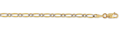 3mm 14K Gold White Pave Figaro Chain