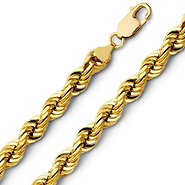 8mm 14K Gold Diamond Cut Rope Chain