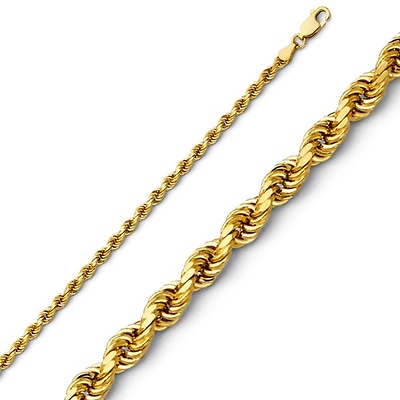 2mm 14K Gold Diamond Cut Rope Chain