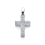 Thick 14K White Gold Diamond Cross Pendant (0.35 ctw)