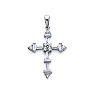 18K Arrow Edge Diamond Cross Pendant (0.42 ctw)