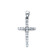 18K White Gold Diamond Cross Pendant (0.12 ctw)