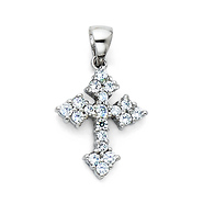 Arrow Edge 14K Gold Diamond Cross Pendant (0.28 ctw)