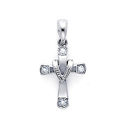 Fancy 14K White Gold Diamond Cross Pendant