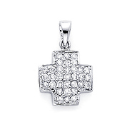 14K White Gold Diamond Cross Pendant (0.42 ctw)