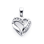 14K White Gold 0.15ctw Diamond Heart Pendant