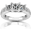 14K Three-Stone Asscher Cut Engagement Ring (1.60 ctw)