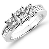 14K 3 Stone Princess Cut Engagement Ring (1.55 ctw)