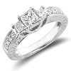 14K Three-Stone Princess Cut Engagement Ring (0.80 ctw)