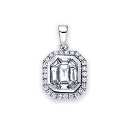 18K White Gold Emerald Diamond Pendant (0.80 ctw)