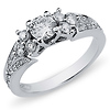 14K Pav� Set Round Cut Engagement Ring (0.85 ctw)
