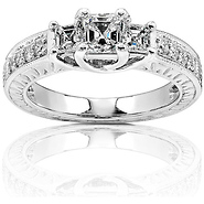 Three-Stone Asscher Cut Engagement Ring (0.98 ctw)