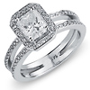14K Pav� Set Radiant Cut Engagement Ring (1.33 ctw)