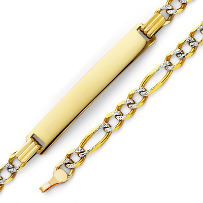 4mm White Pave Figaro ID Bracelet