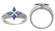 Sapphire and Diamond Star Ring