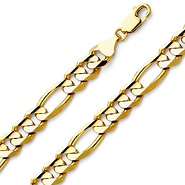 9.5mm 14K Gold Figaro Chain