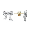 White Gold CZ Ribbon Earrings