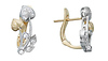 Two Tone Leaf CZ Earrings