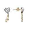 Two Tone Heart CZ Earrings